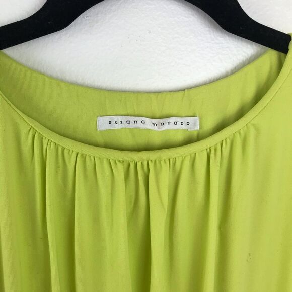 Susana Monaco neon‎ yellow sleeveless ruffle mini dress - Picture 2 of 5